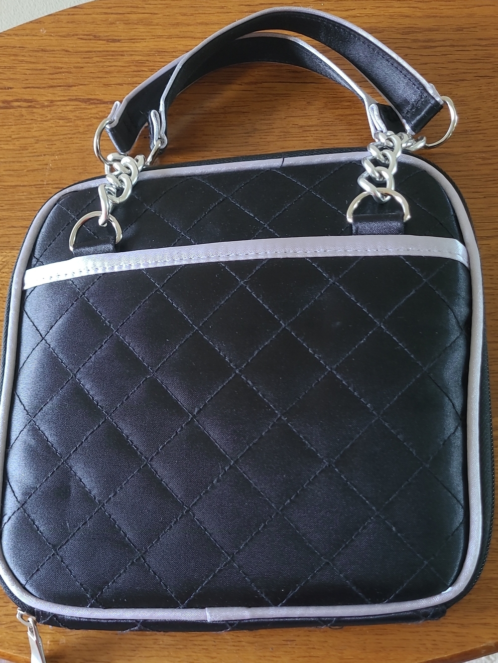Quilted Black and Silver Top-Handle Organizer